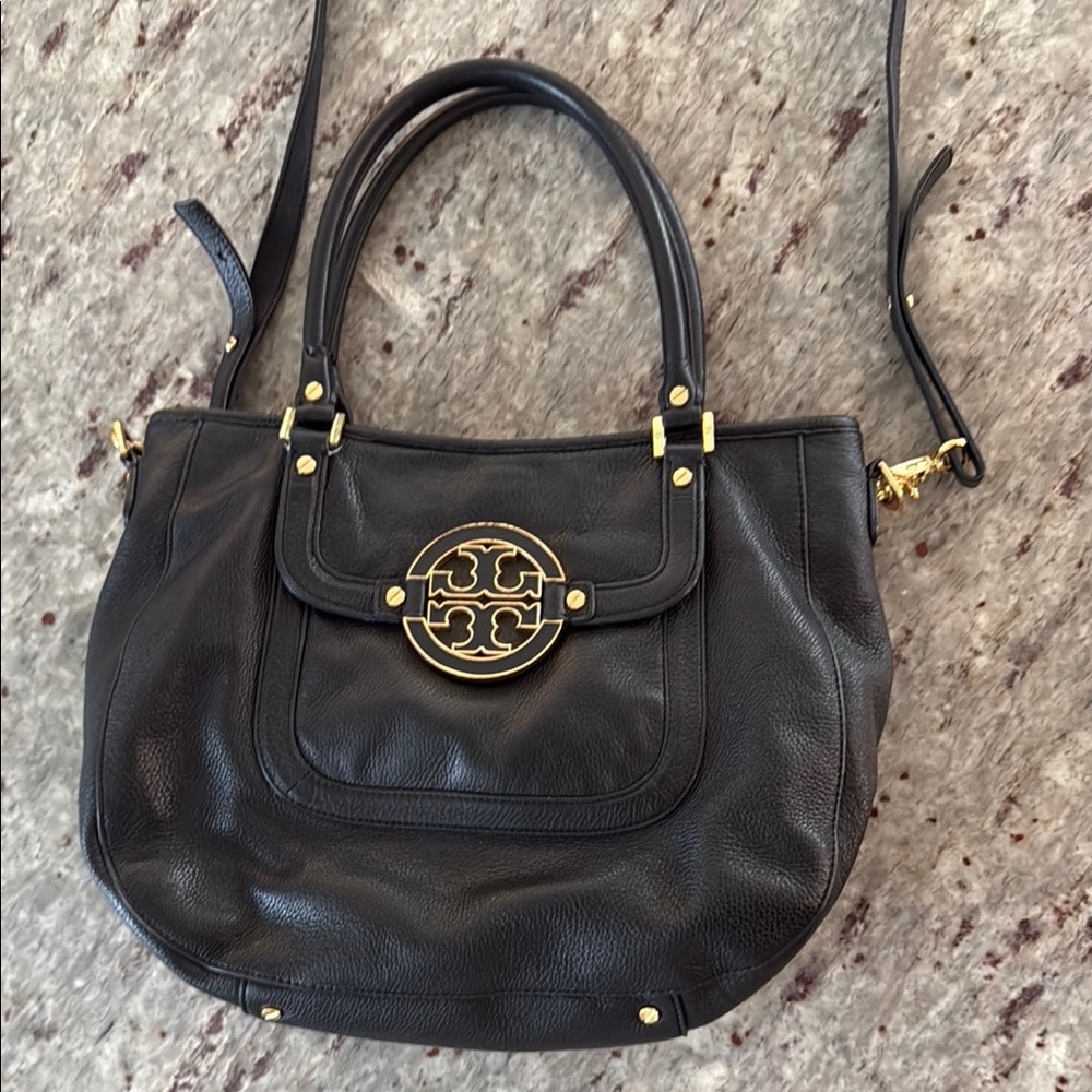 Tory Burch Black Crossbody Bag with Gold Accents